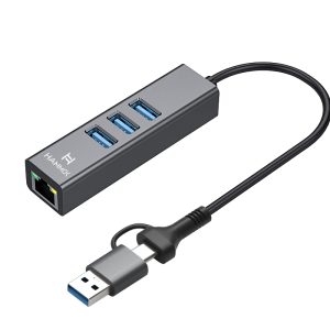 Prime USB/Type-C to Giga LAN with 3 Ports USB 3.0 Hub - Image 1